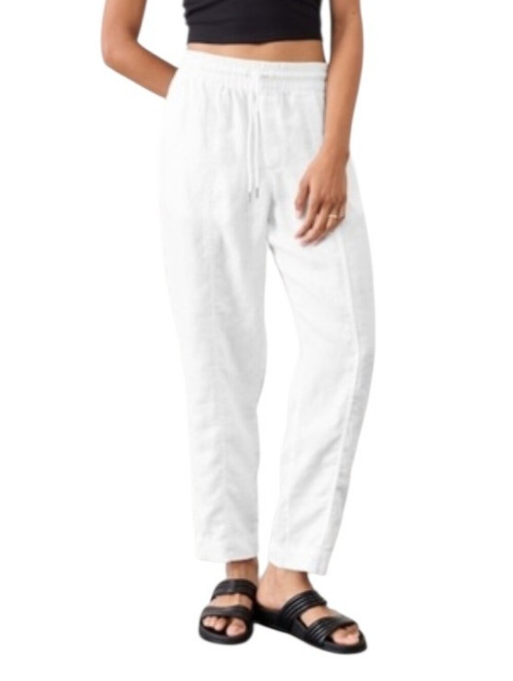 Athleta Retreat White Linen Pants Size XL